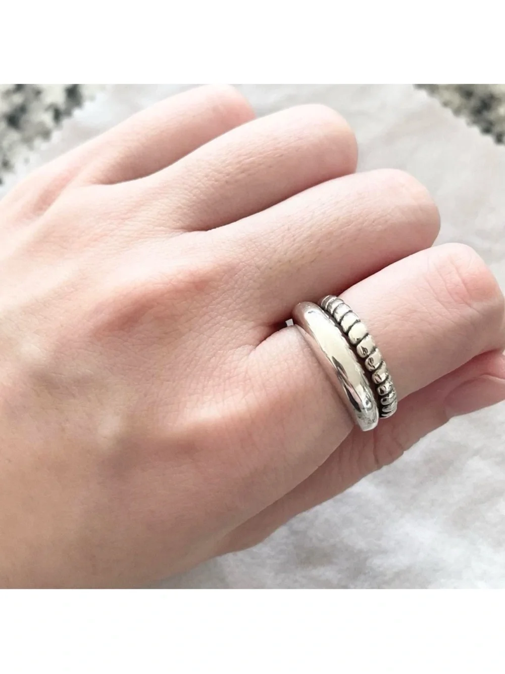VenusFree Distressed S925 Silver Open Wrap Ring | Vintage Style Double Band